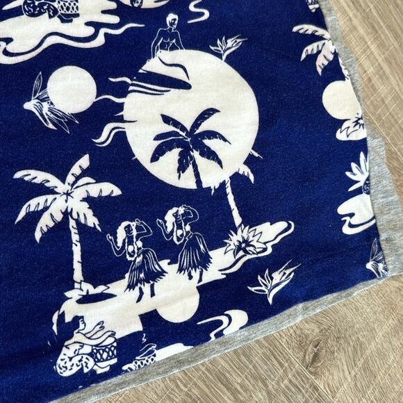 RARE COMME des GARÇONS Blue Hawaiian Hula Print Wide Fit T-Shirt Women’s - Picture 5 of 8